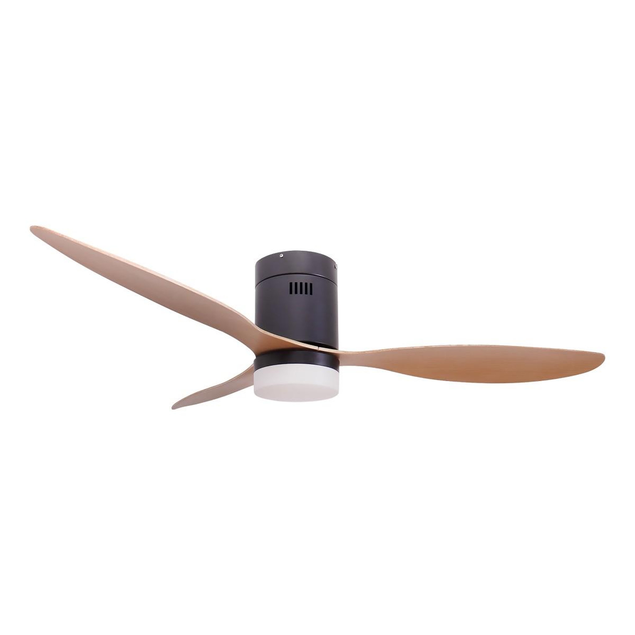 Jocca Ventilateur de plafond lumière led 40w noir silencieux 3pales effet bois 6vitesses télécommande mode été hiver minuterie jocca