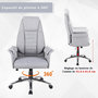 Voir la diapositive 5 : HOMCOM Fauteuil de bureau ergonomique hauteur réglable roulettes pivotantes 69 x 68 x 126 cm gris