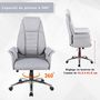 Voir la diapositive 5 : HOMCOM Fauteuil de bureau ergonomique hauteur réglable roulettes pivotantes 69 x 68 x 126 cm gris