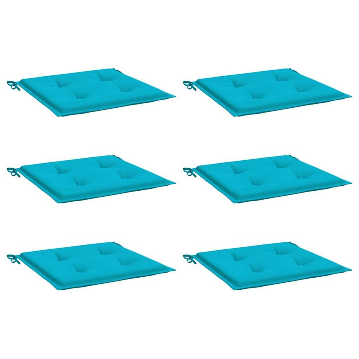 VIDAXL Coussins de chaise de jardin lot de 6 turquoise 40x40x3cm tissu