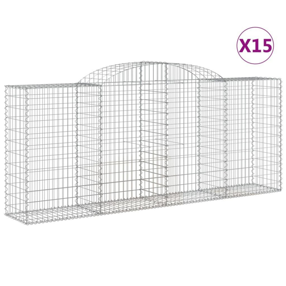 VIDAXL Paniers a gabions arques 15 pcs 300x50x120/140 cm fer galvanise