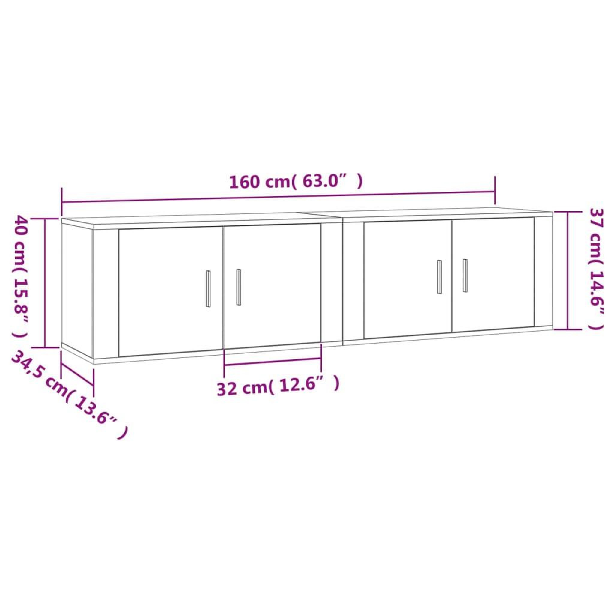 Voir la diapositive 6 : VIDAXL Meubles TV muraux 2 pcs chene fume 80x34,5x40 cm