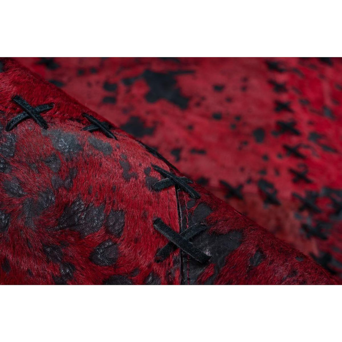 Paris Prix Tapis Patchwork en Cuir Fait Main  Voila  Rouge