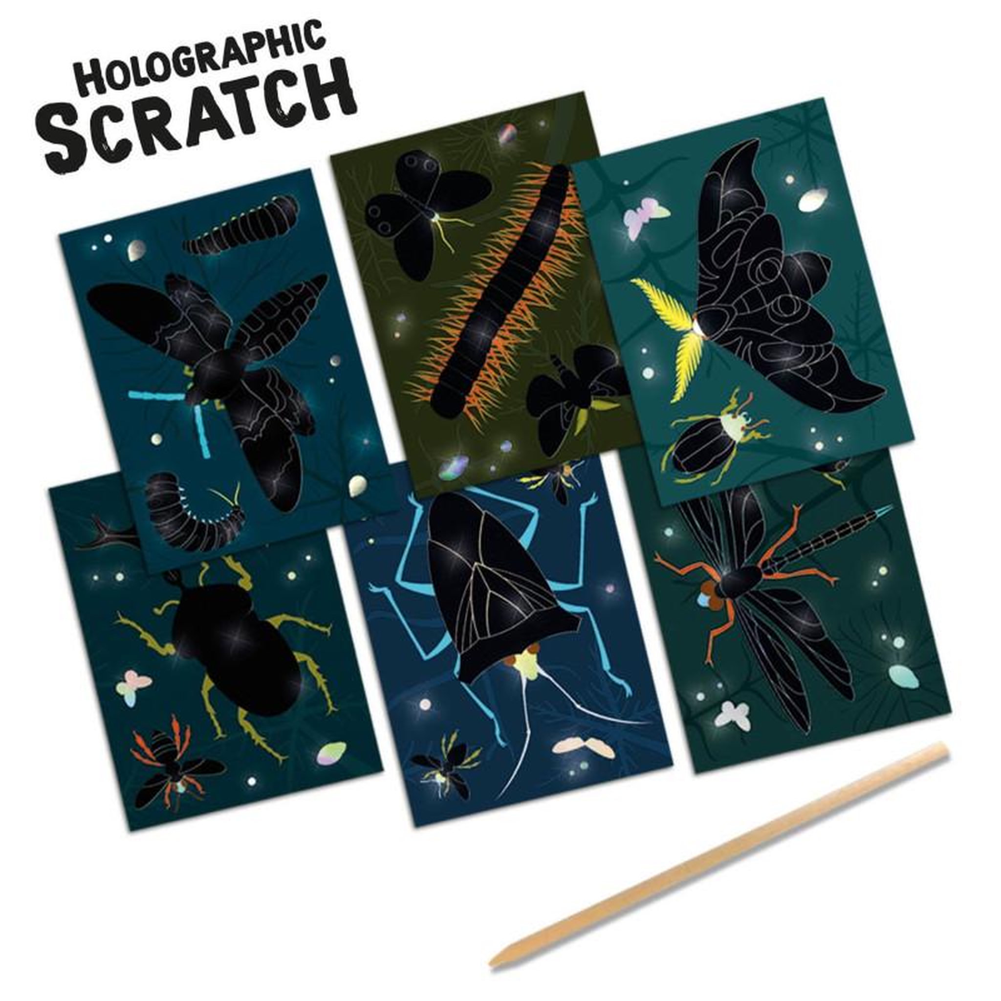 Voir la diapositive 2 : SES SES Dessins holographiques à gratter - Insectes