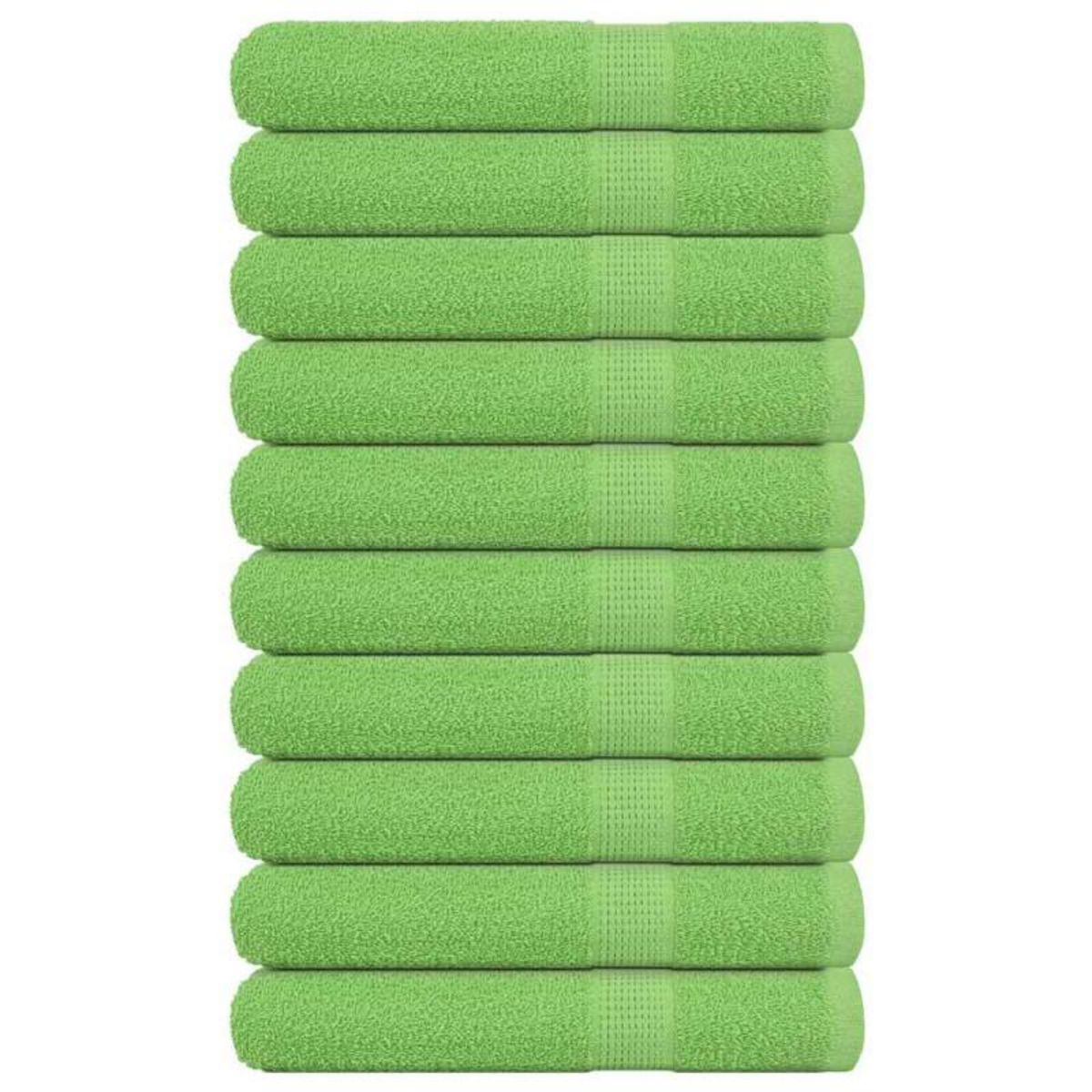 VIDAXL Serviettes 10 pcs vert pomme 100x200 cm 360 g m² 100% coton