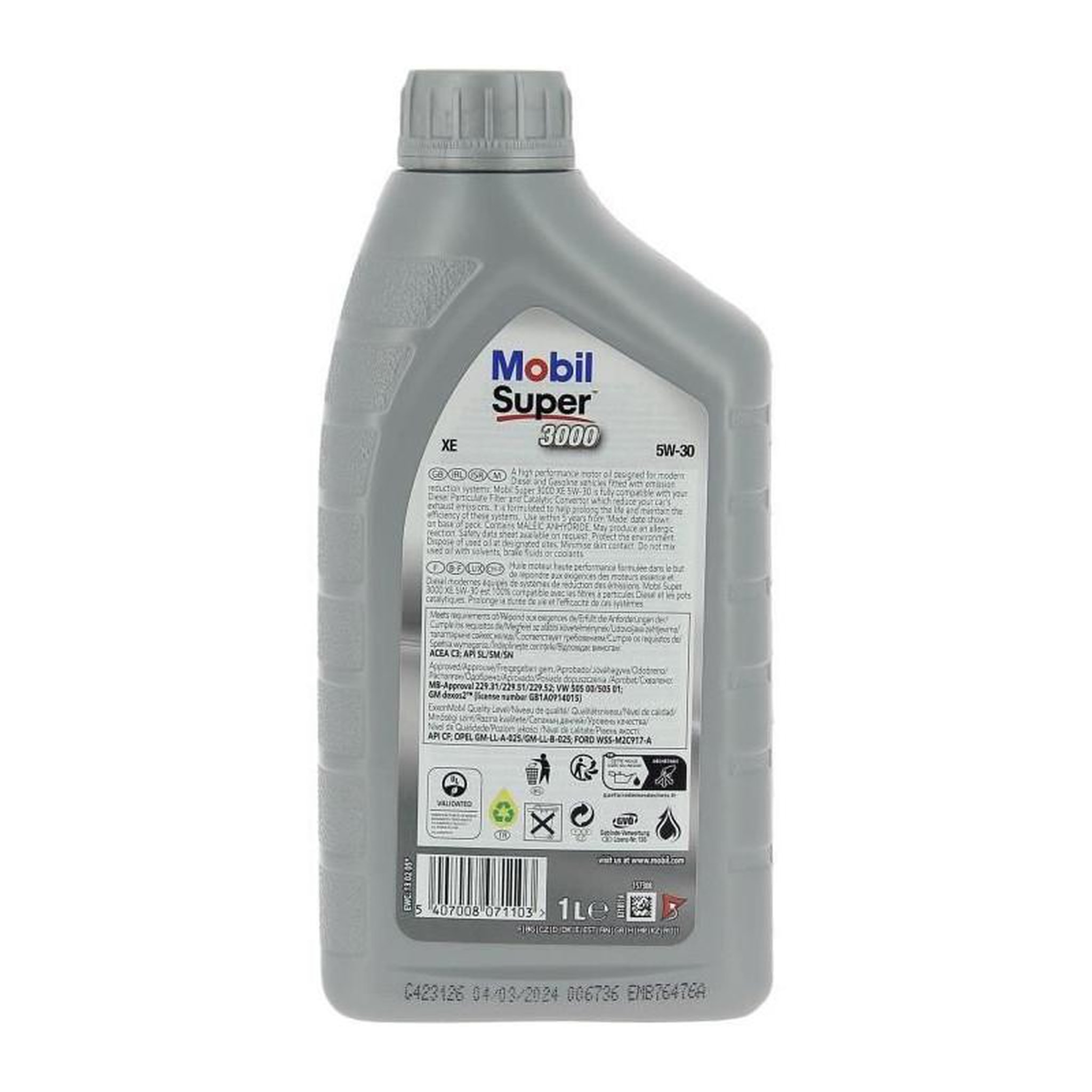 Voir la diapositive 3 : MOBIL Bidon huile de moteur - MOBIL - S3000 5W30 XE - 1 L - 4 saisons