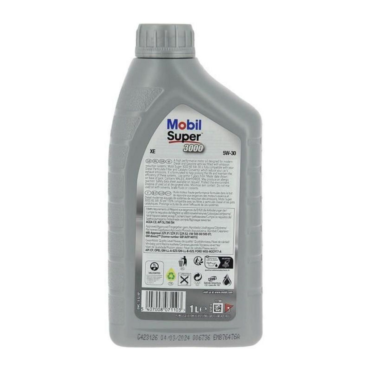 MOBIL Bidon huile de moteur - MOBIL - S3000 5W30 XE - 1 L - 4 saisons