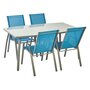 Voir la diapositive 2 : GARDENSTAR Salon de jardin 4 personnes en acier Bleu