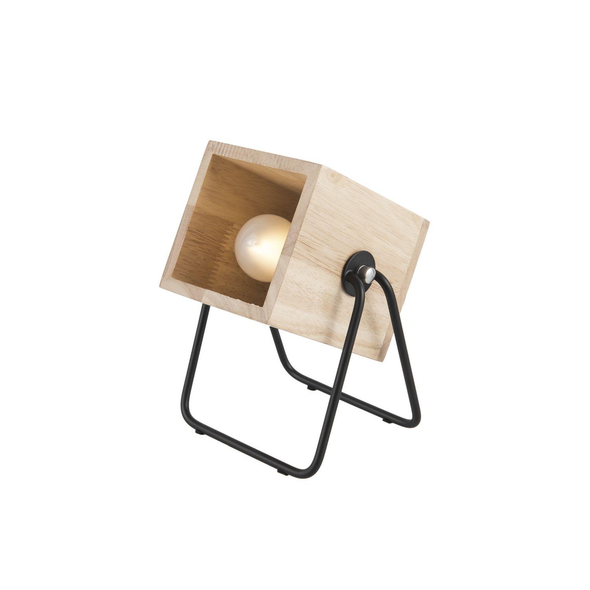 Leitmotiv Lampe en bois et métal carrée hefty - h. 17 cm. Coloris disponibles : Noir