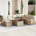 VIDAXL Salon de jardin avec coussins 9 pcs beige resine tressee