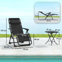 Voir la diapositive 3 : OUTSUNNY Lot de 2 chaises longues pliables inclinables zéro gravité avec table d'appoint métal textilène noir