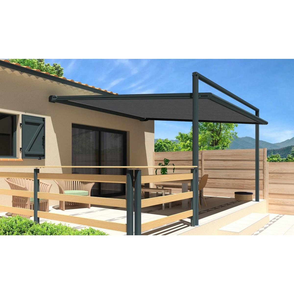 SUNSTYL Pergola gris anthracite motorisée 3x3x2,5m MELODIE