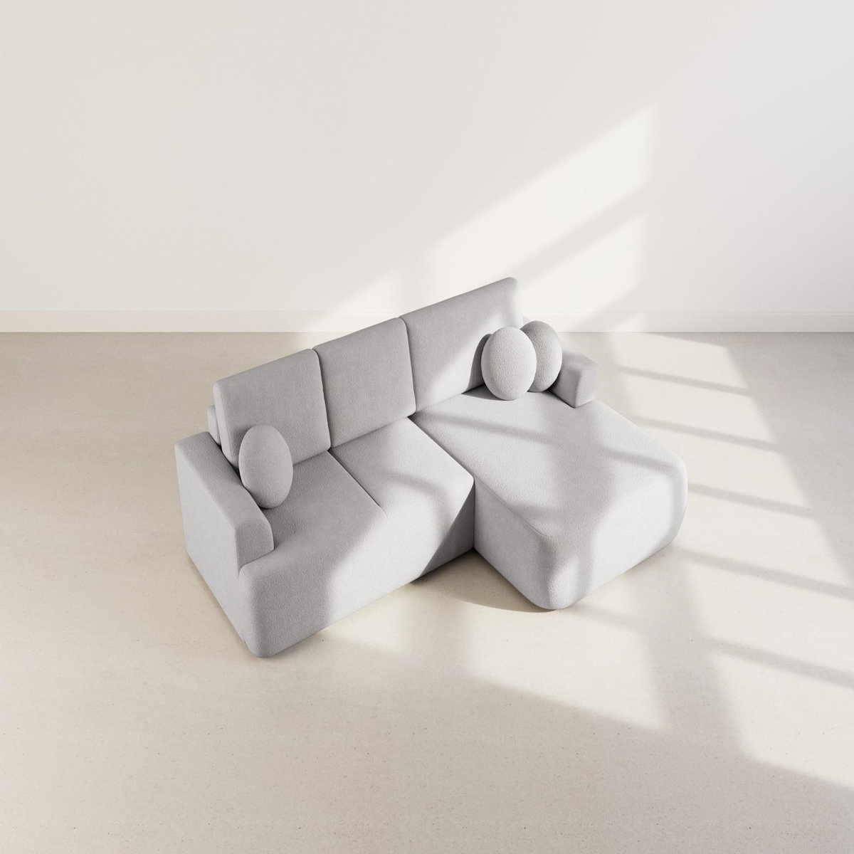 BEST MOBILIER Candela - canapé d'angle droit 4 places - convertible avec coffre - en tissu bouclette