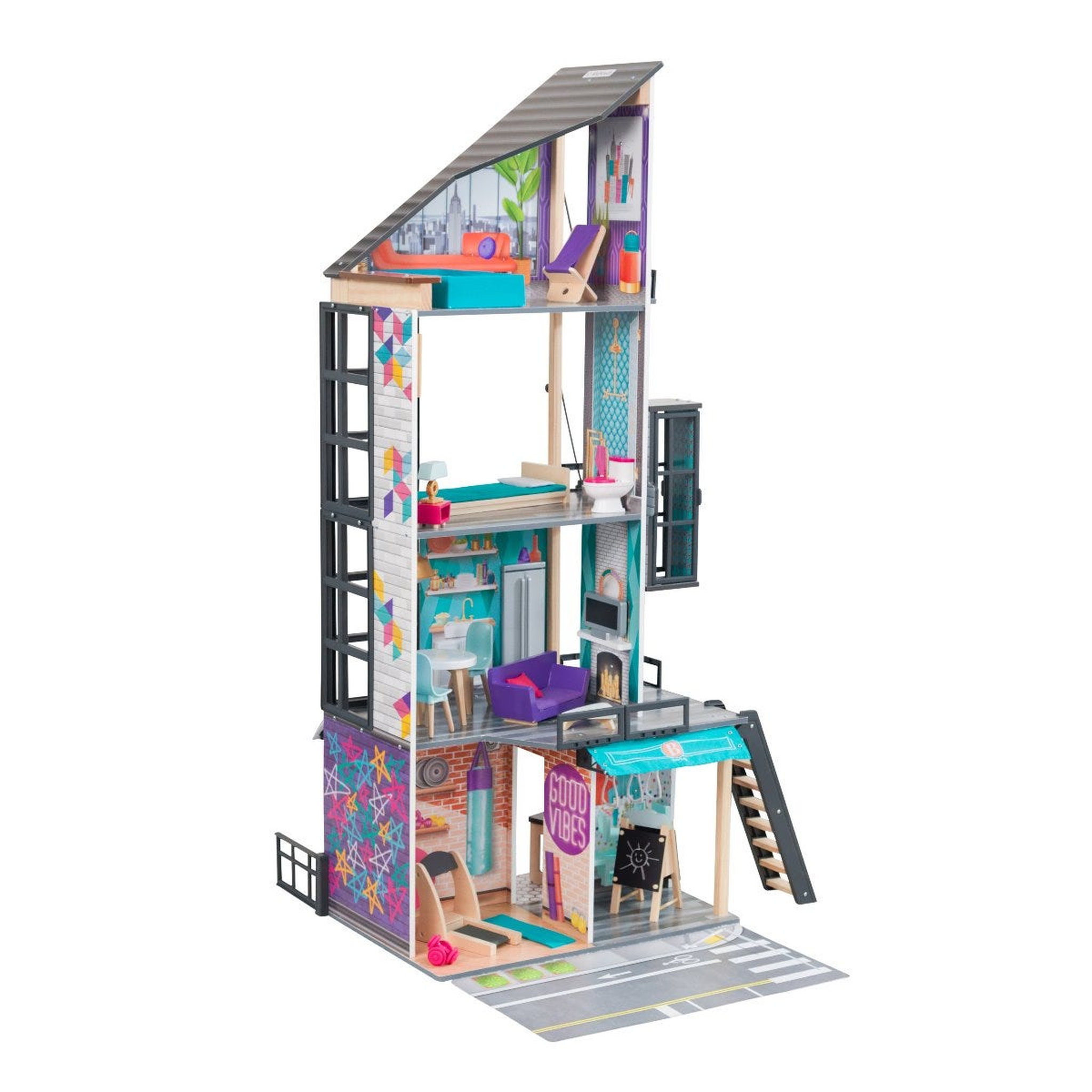 Voir la diapositive 1 : Kidkraft Maison de poupées en bois - Bianca City Life