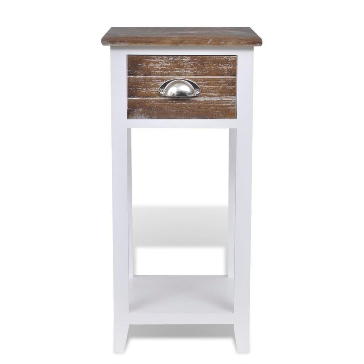 VIDAXL Table de chevet avec 1 tiroir Marron et blanc