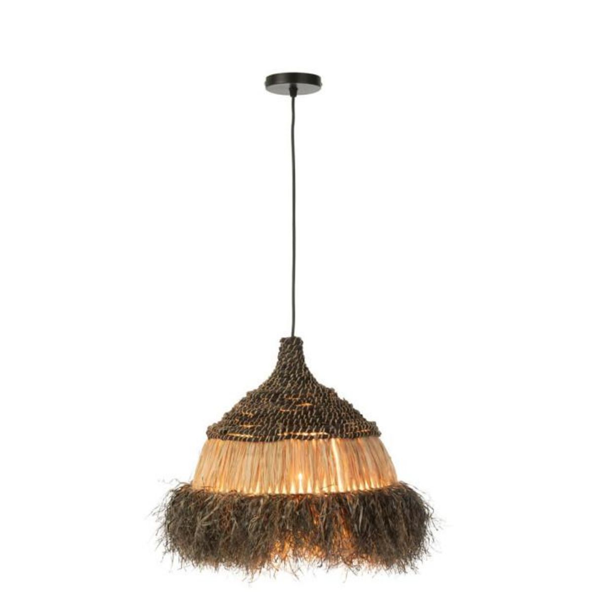 Paris Prix Lampe Suspension en Raphia  Lombok  40cm Noir
