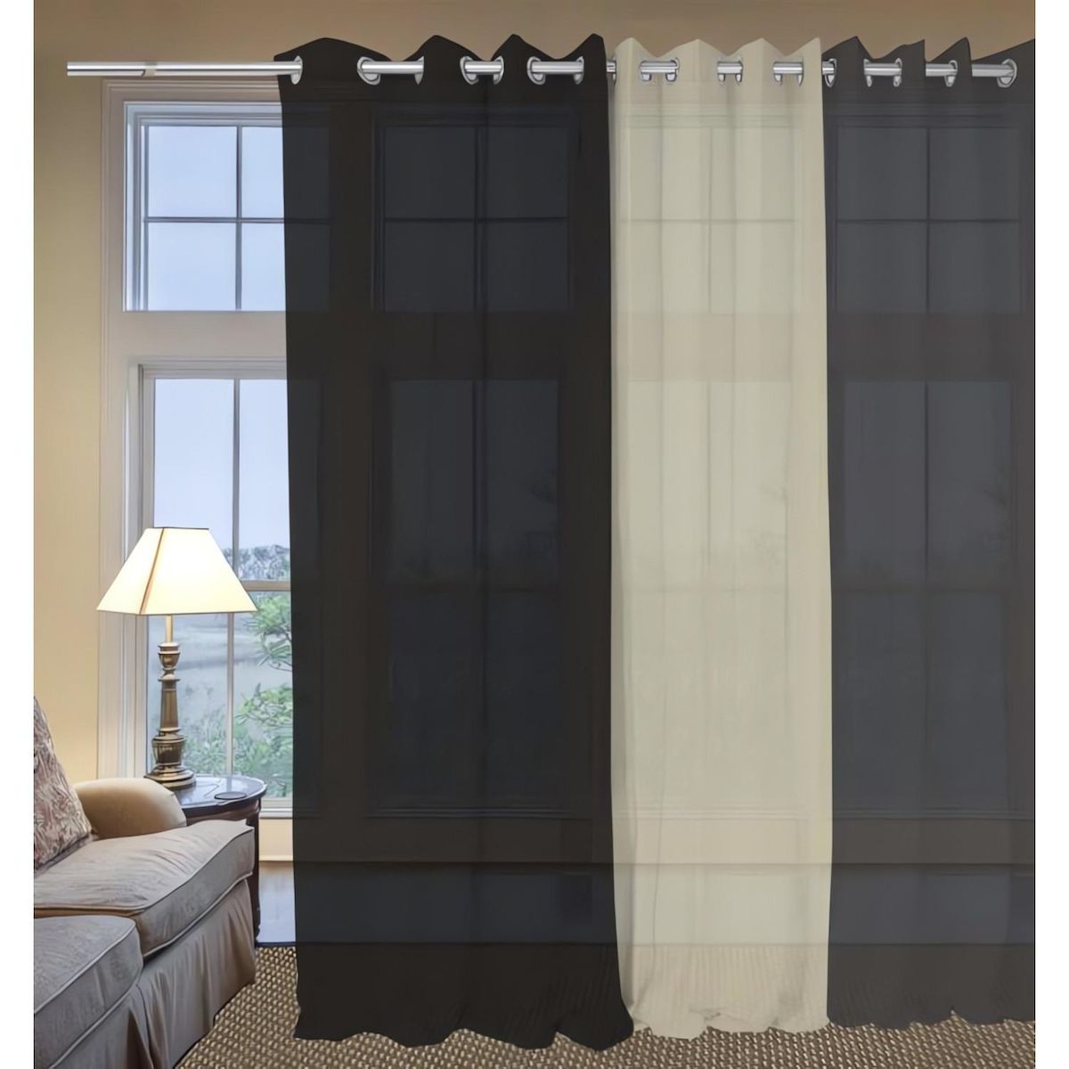 SOLEIL D'OCRE Voile à oeillets en coton 135x250 cm PANAMA, par Soleil d'Ocre