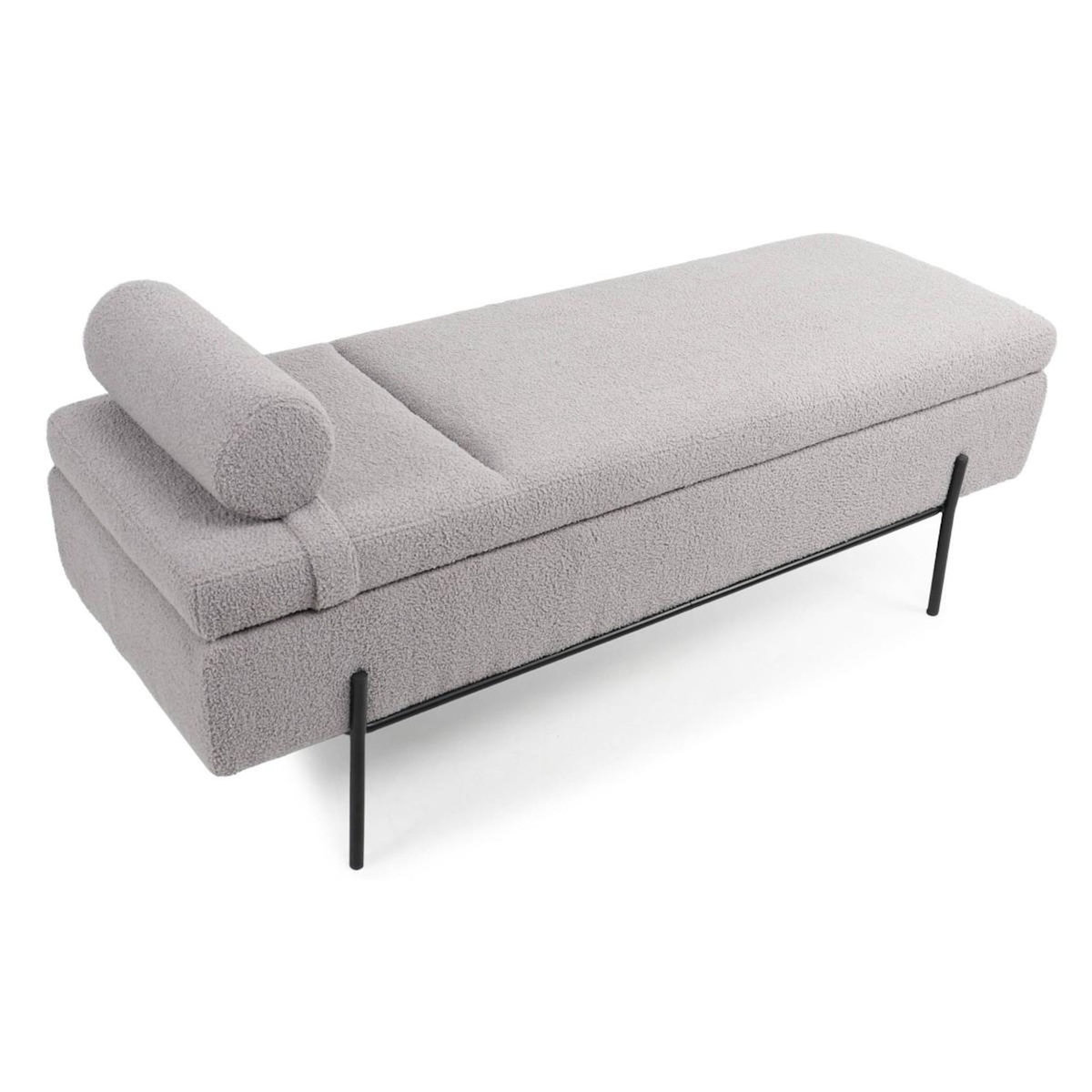 Paris Prix Banquette & Coffre Bouclette  Loyd  140cm Gris