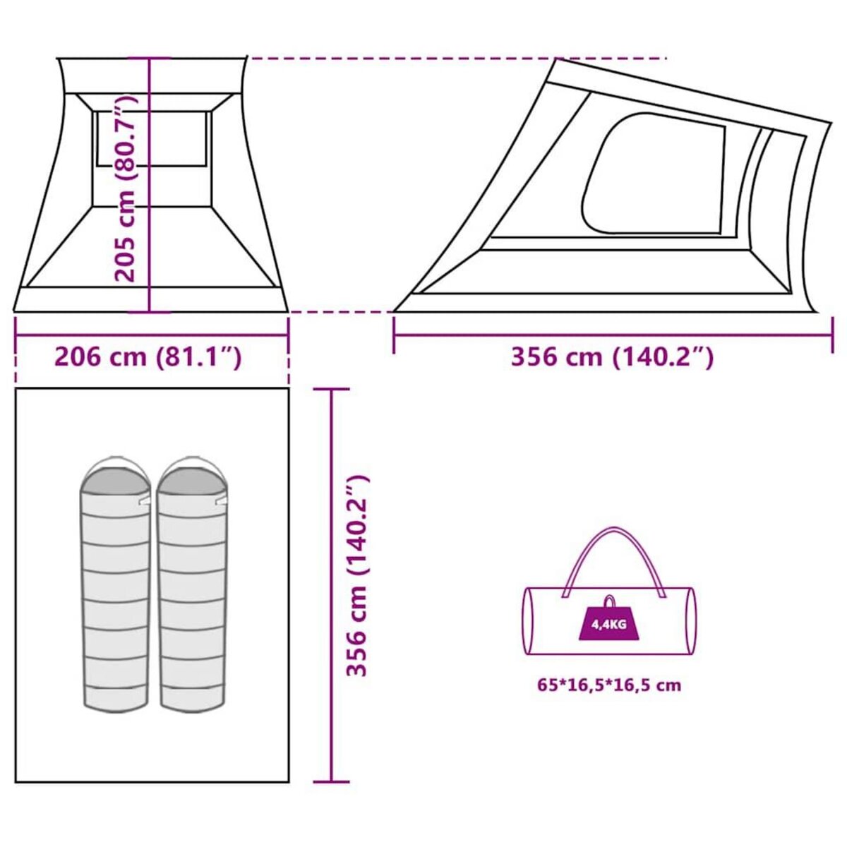 VIDAXL Tente de voiture 2 personnes camouflage impermeable