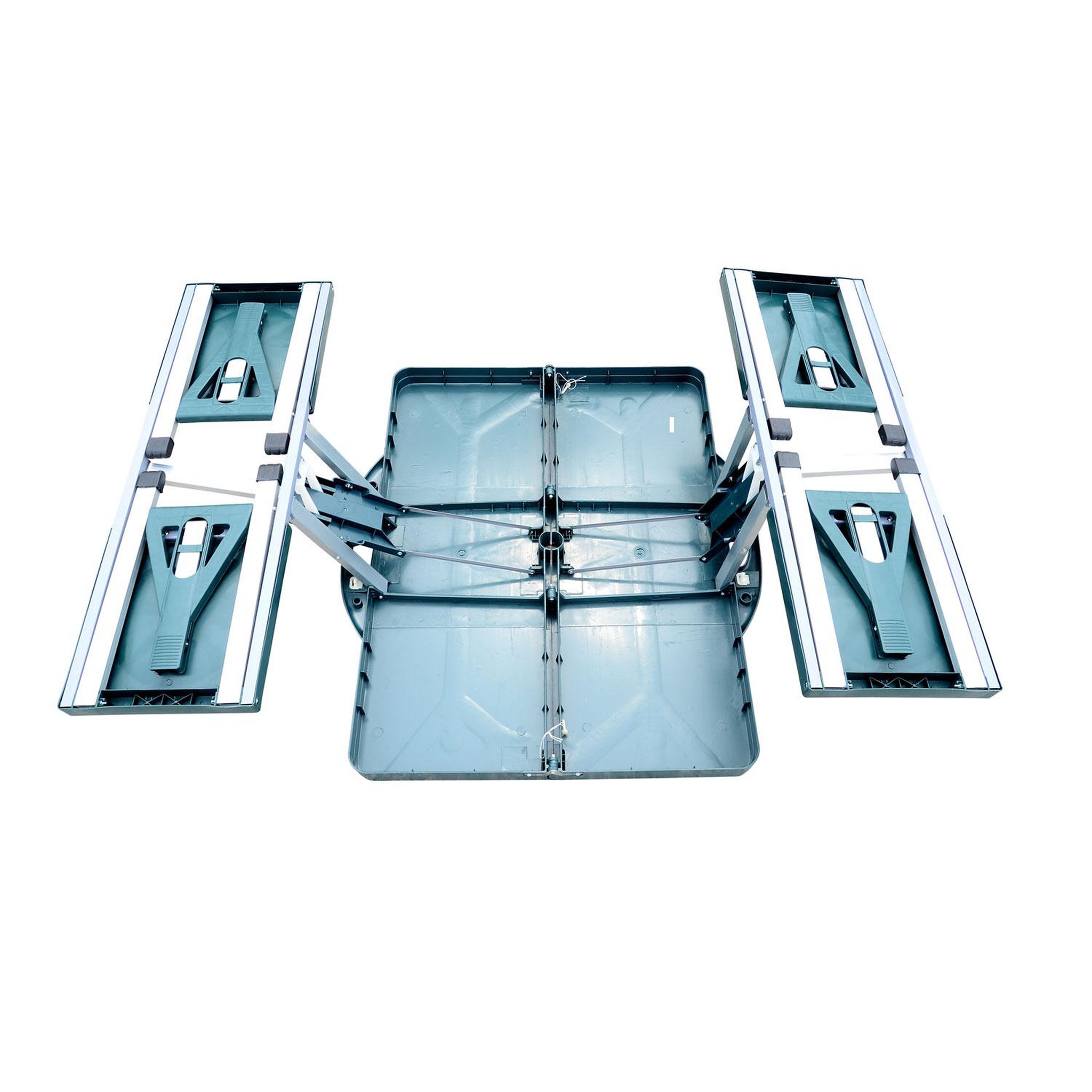Voir la diapositive 3 : OUTSUNNY Table de camping pique nique pliante portable 4 personnes 85L x 65l x 65H cm aluminium plastique vert
