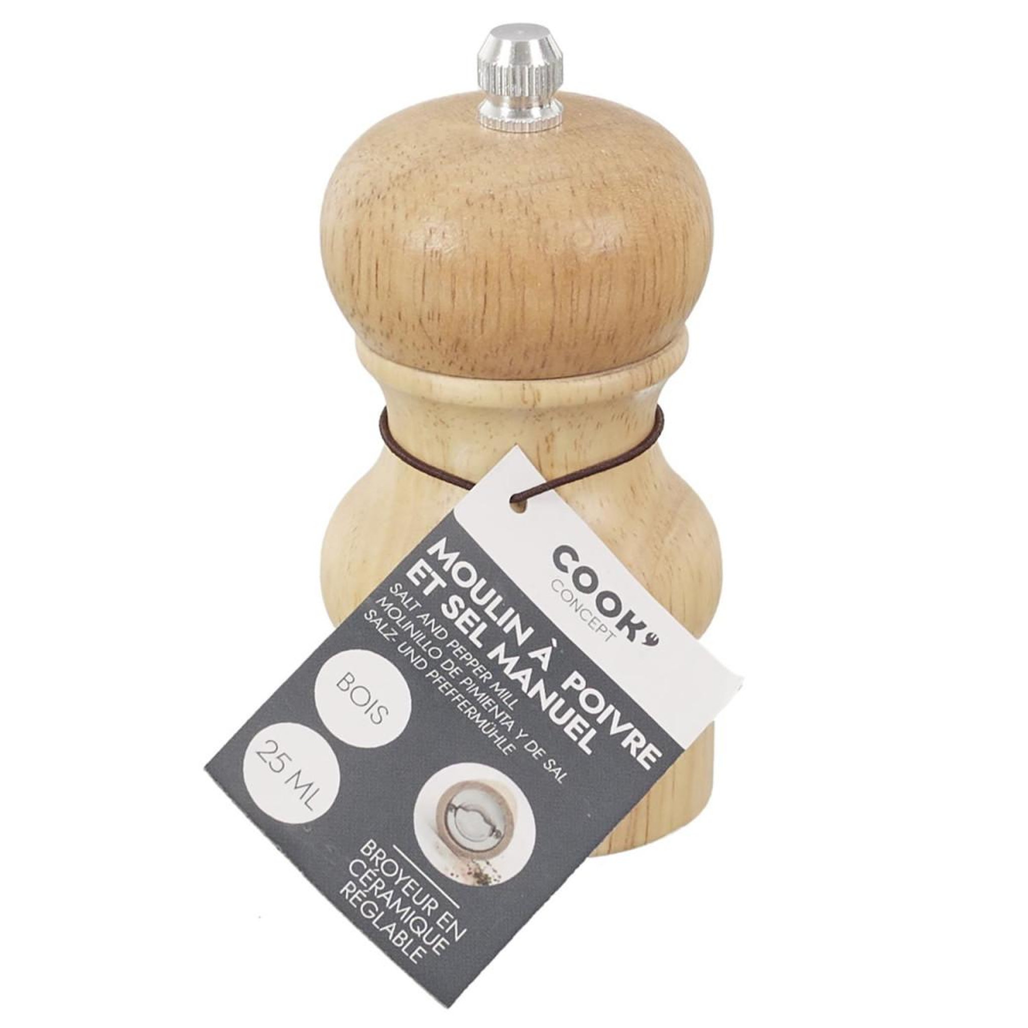 Voir la diapositive 2 : COOK CONCEPT Moulin à poivre & sel en bois  mini  10cm naturel