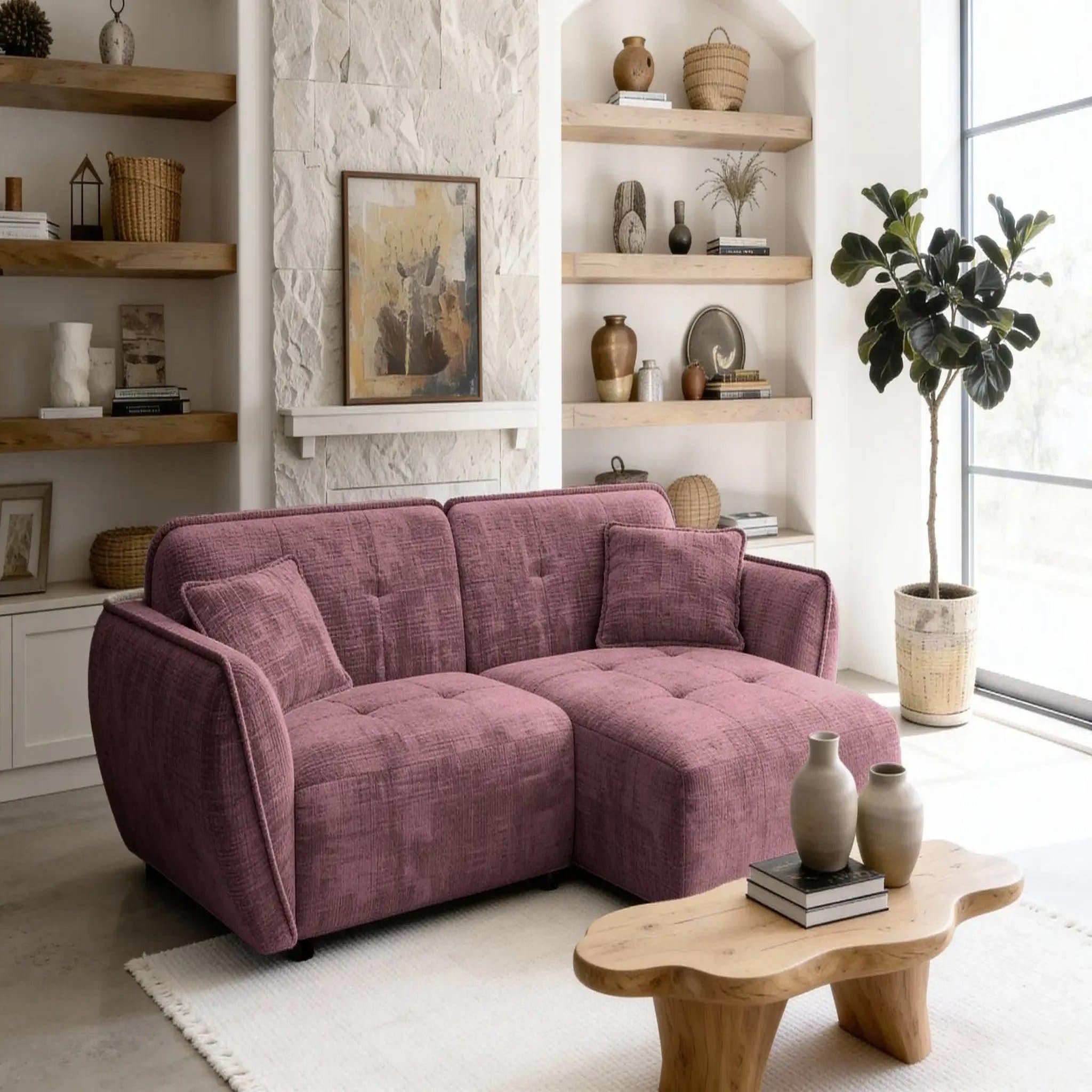 Voir la diapositive 2 : CASANOVA PARIS Mona - canapé d'angle tissu chenille 4 places droit