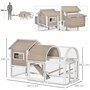 PAWHUT Poulailler cottage cage à poules sur pied dim. 167L x 109l x 100H cm multi-équipement bois sapin blanc gris