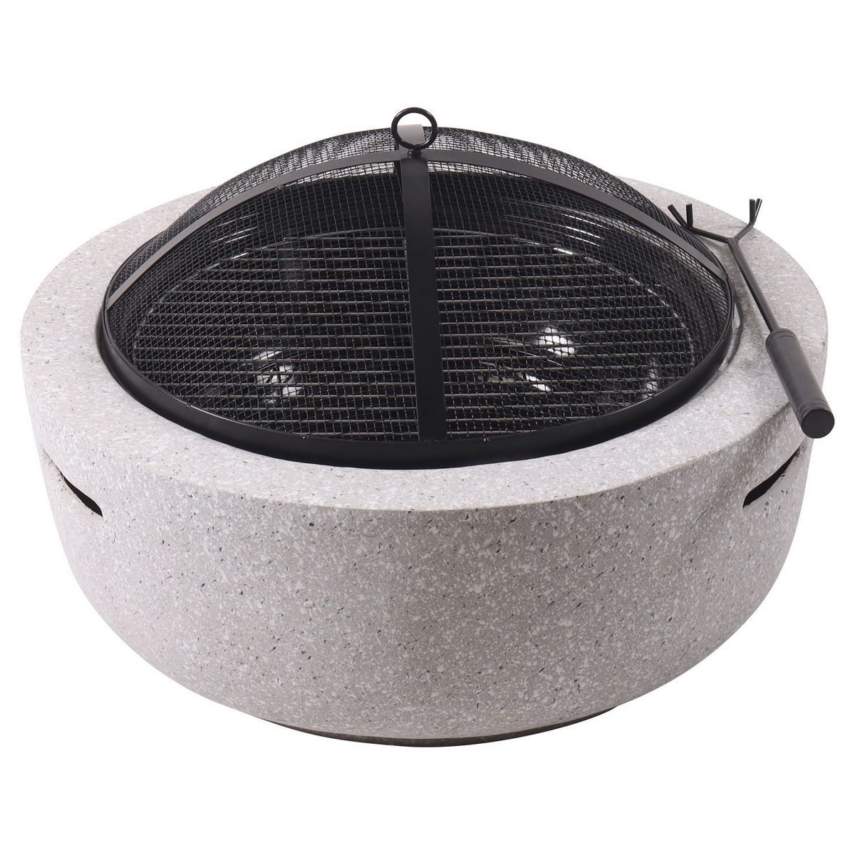 GARDENSTAR Braséro charbon extérieur avec maille d'étincelle - Acier - D60 x H43 cm