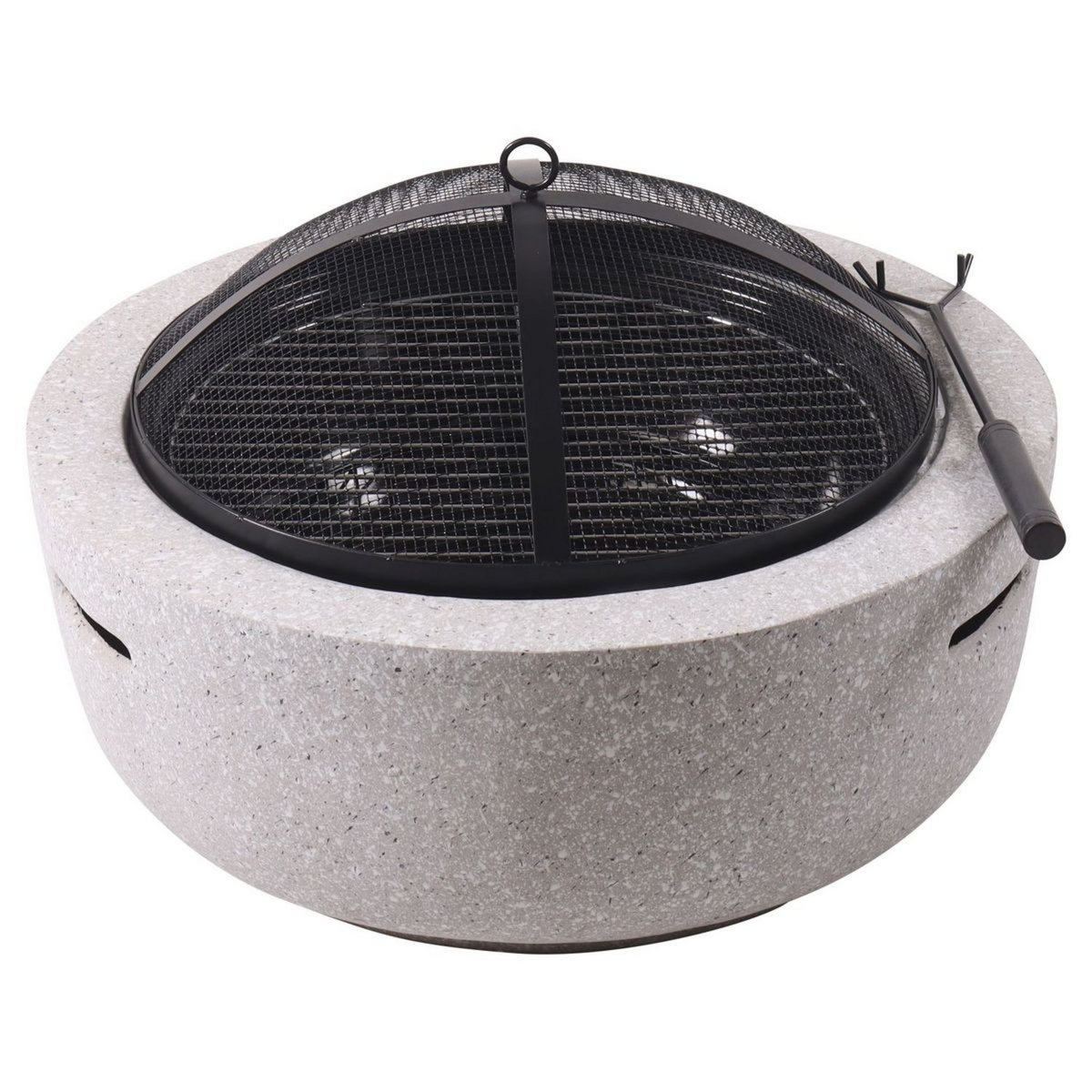 GARDENSTAR Braséro charbon extérieur avec maille d'étincelle - Acier - D60 x H43 cm