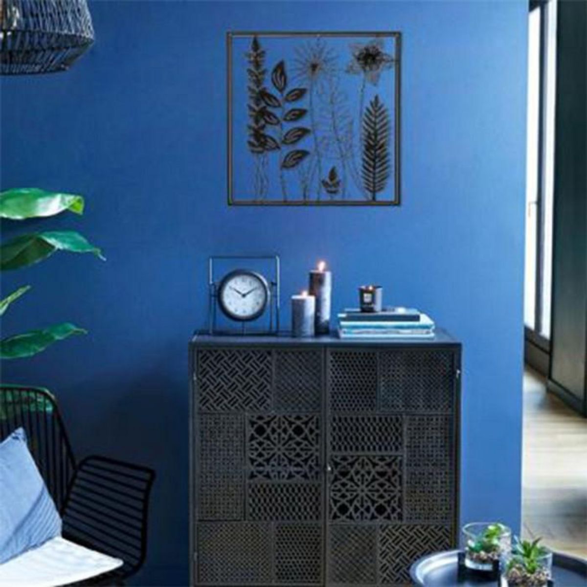 ATMOSPHERA Décoration Murale en Métal  Feuillu  40cm Noir