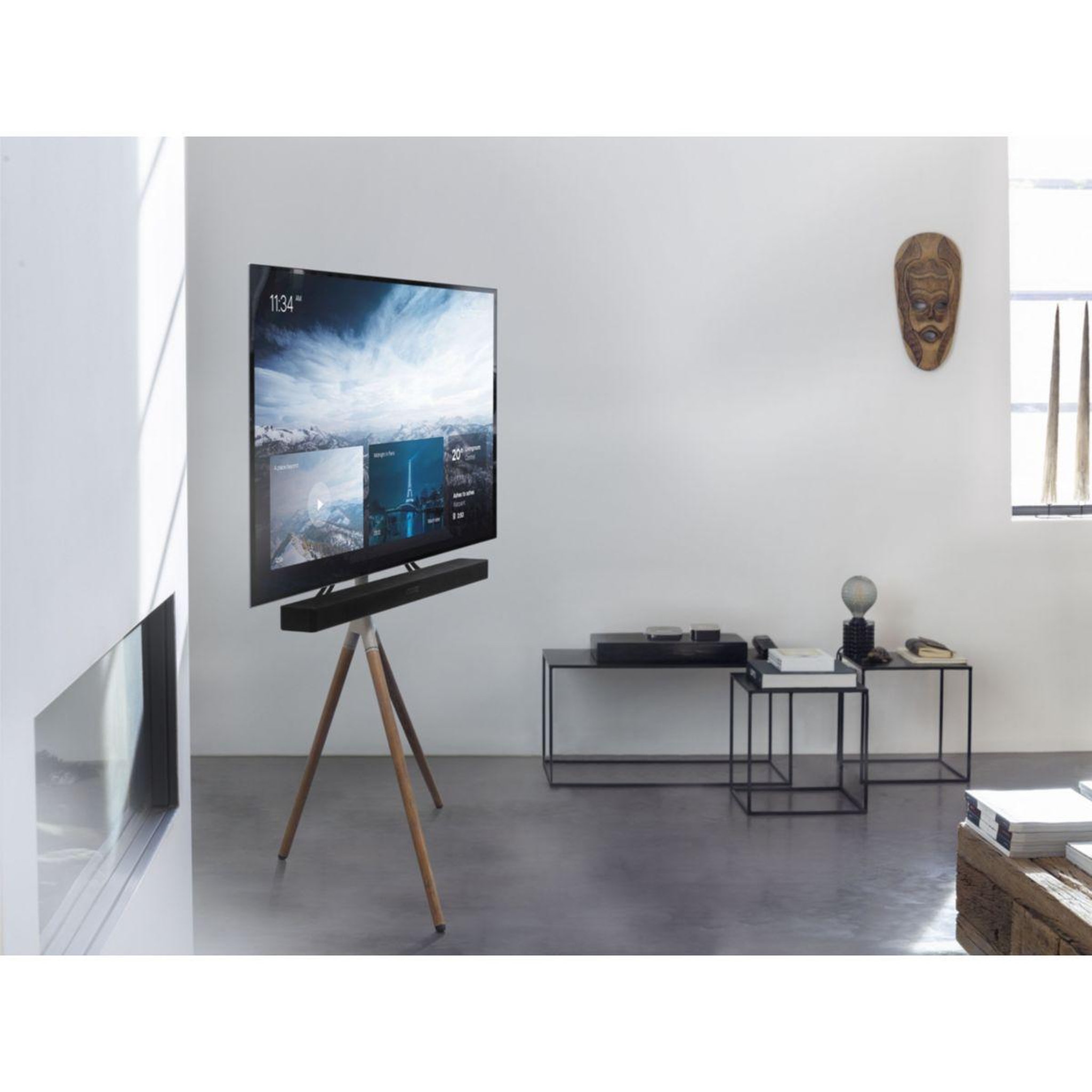 Voir la diapositive 4 : One For All Pied tv tripode noyer