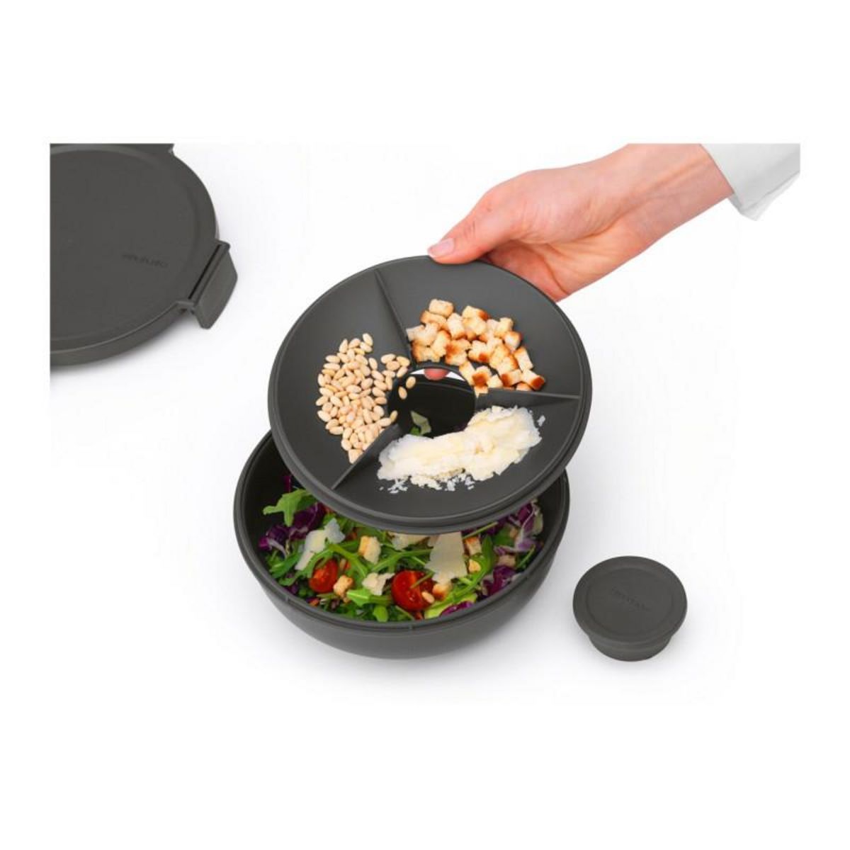 BRABANTIA Conservation des aliments Brabantia Make & Take Boîte a salade Ronde, 1.3L Dark Grey