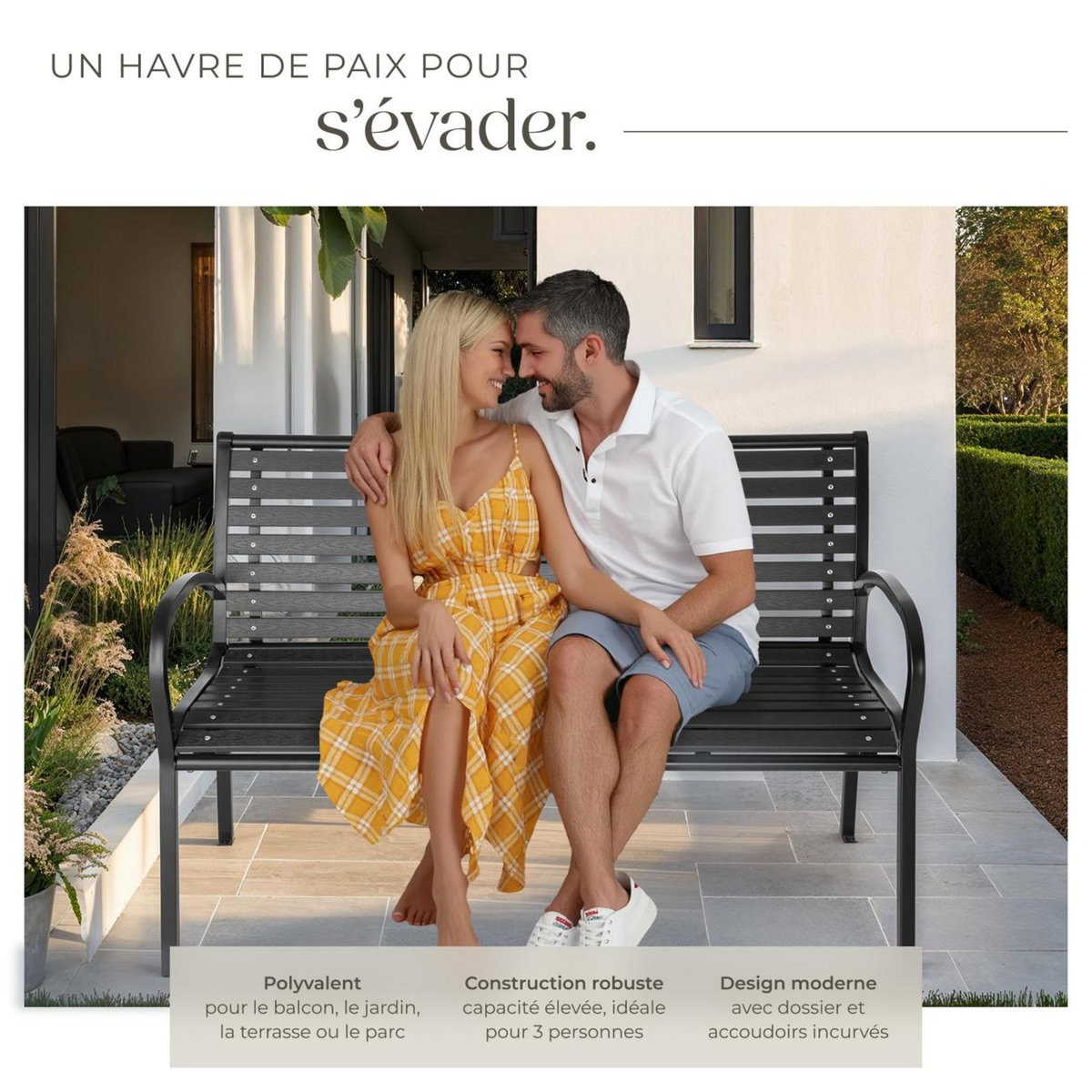 tectake Banc de jardin 3 places