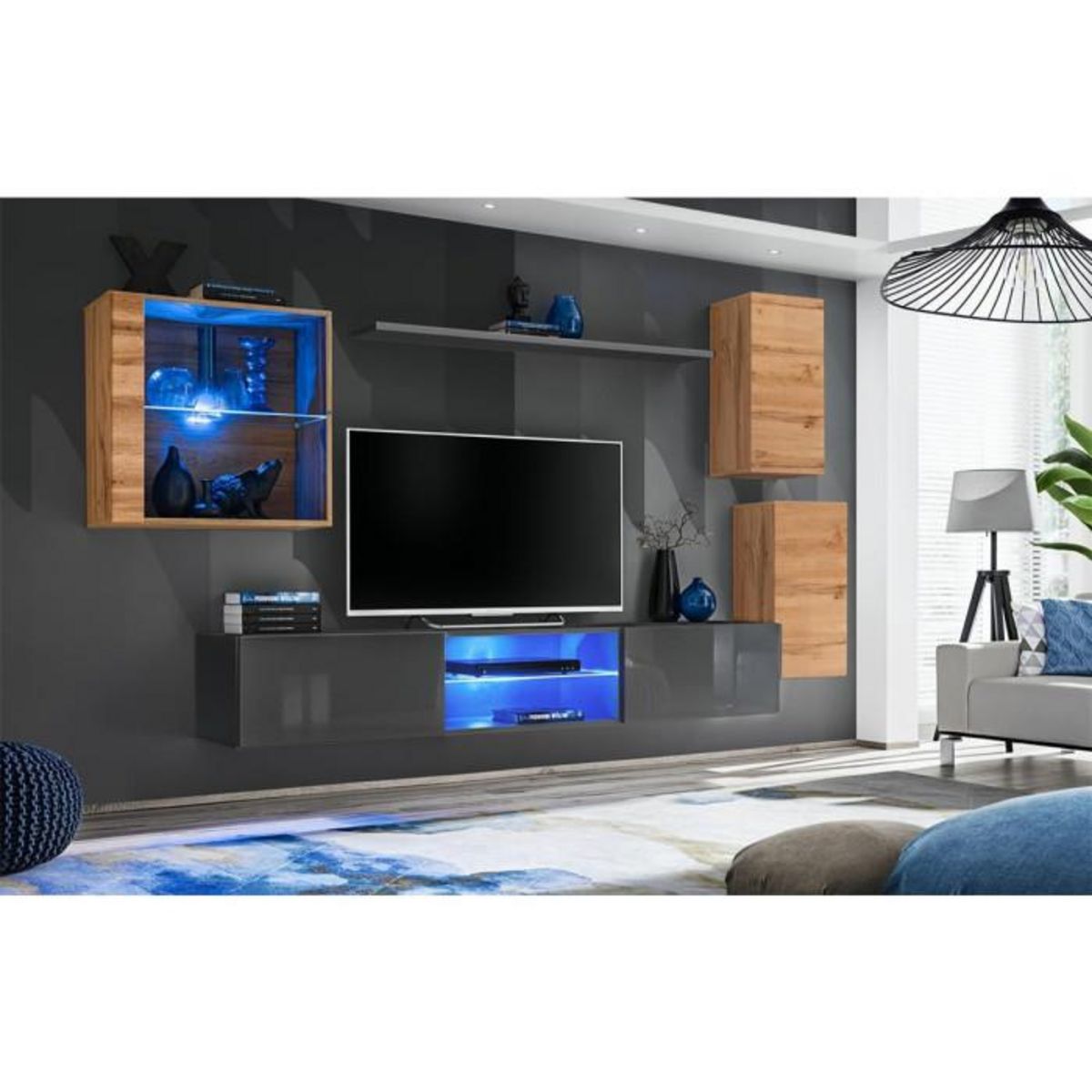 Paris Prix Ensemble Meuble TV  Switch XXIII  250cm Naturel & Gris