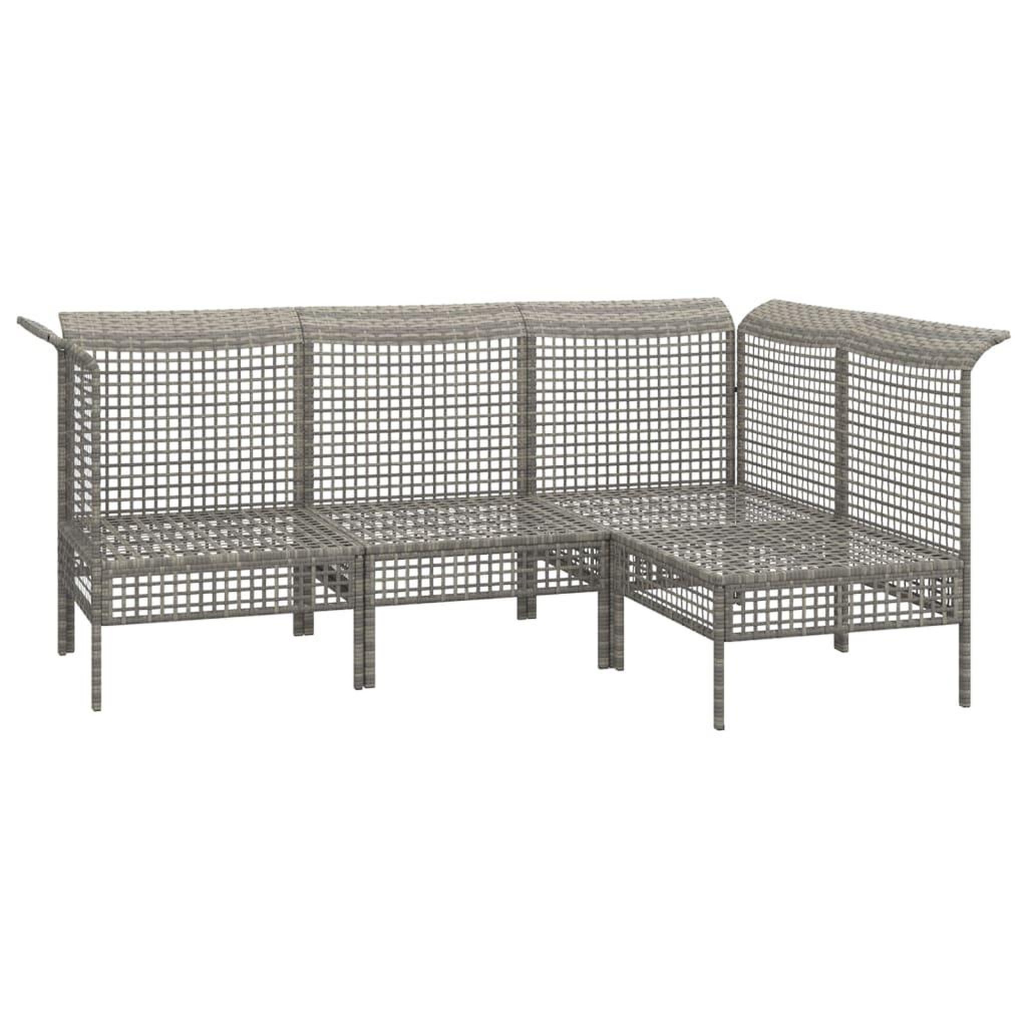 Voir la diapositive 4 : VIDAXL Salon de jardin 4 pcs avec coussins Gris Resine tressee