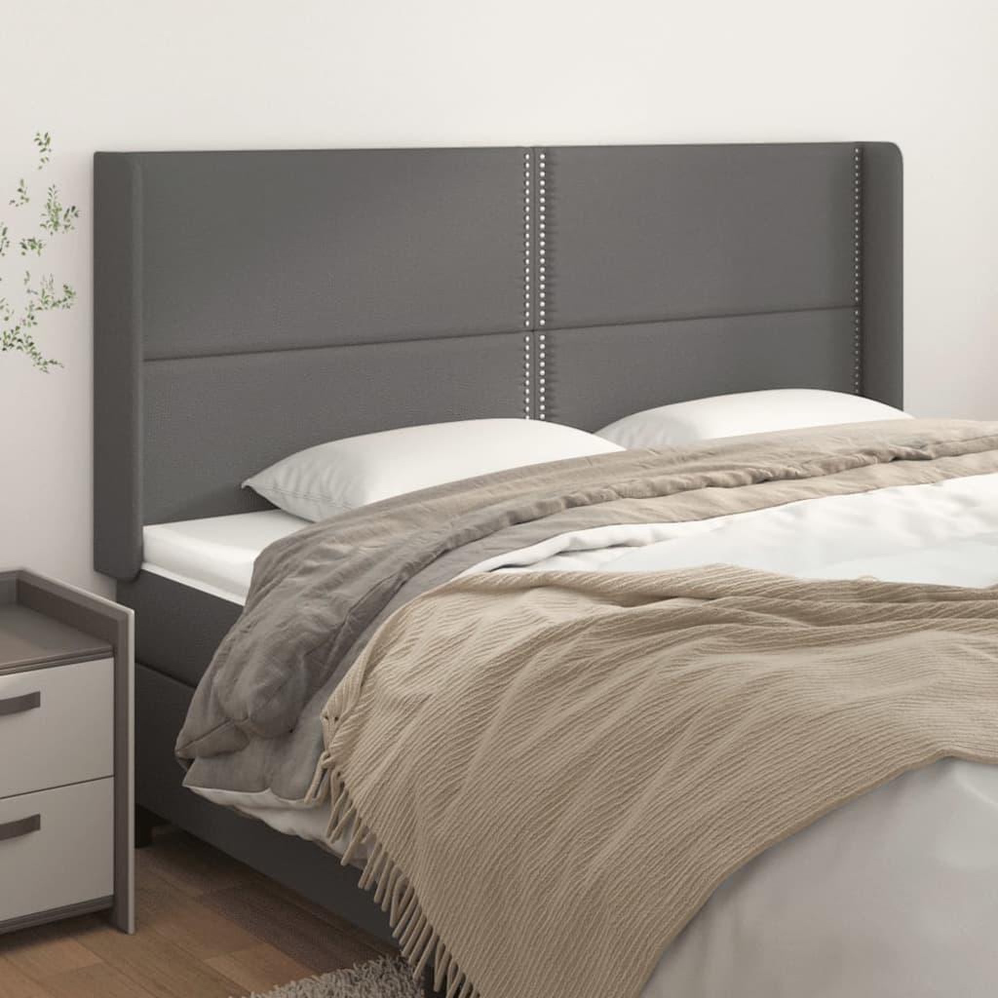 Voir la diapositive 1 : VIDAXL Tete de lit avec oreilles Gris 163x16x118/128 cm Similicuir