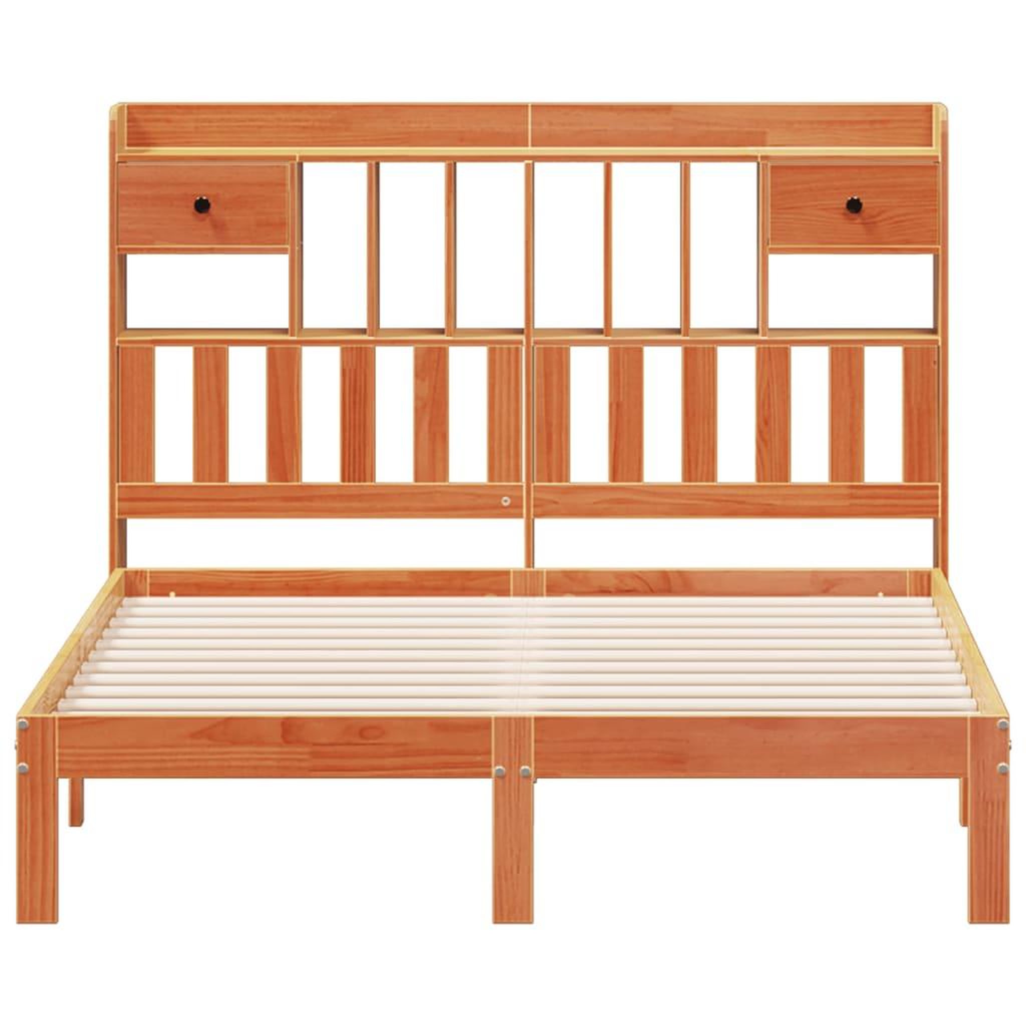 Voir la diapositive 4 : VIDAXL Lit bibliotheque sans matelas cire marron 135x190 cm pin massif