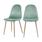 Rendez vous déco Lot de 2 chaises en velours vert d'eau - Fredrik. Coloris disponibles : Vert