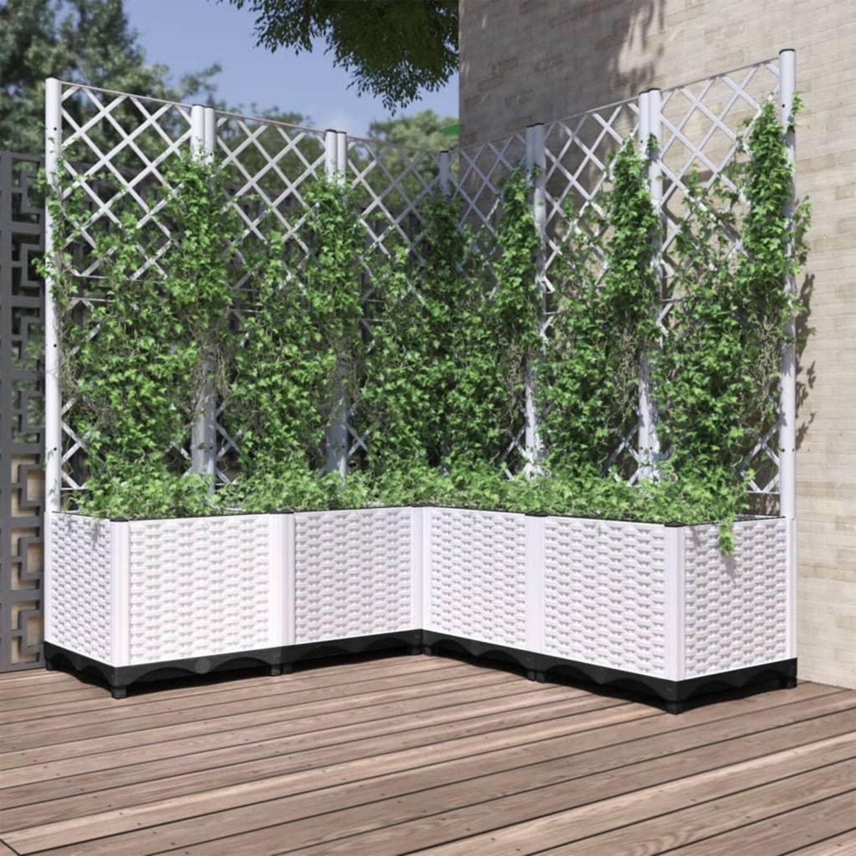VIDAXL Jardiniere avec treillis Blanc 120x120x136 cm PP
