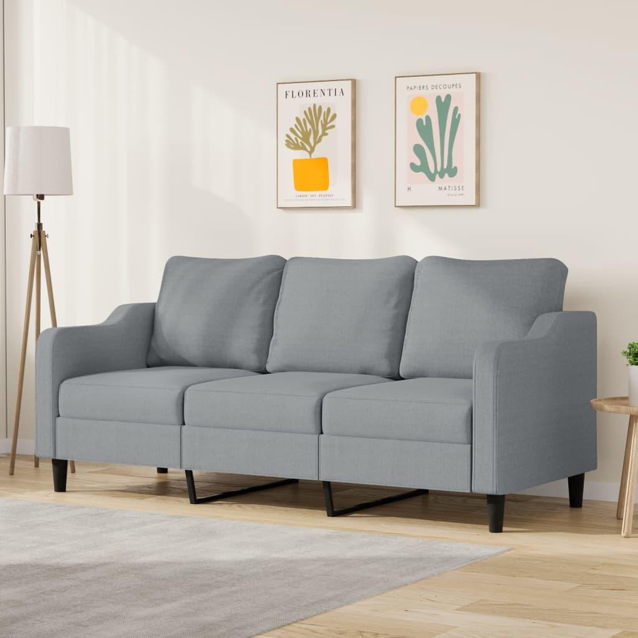 VIDAXL Canape a 3 places Gris clair 180 cm Tissu