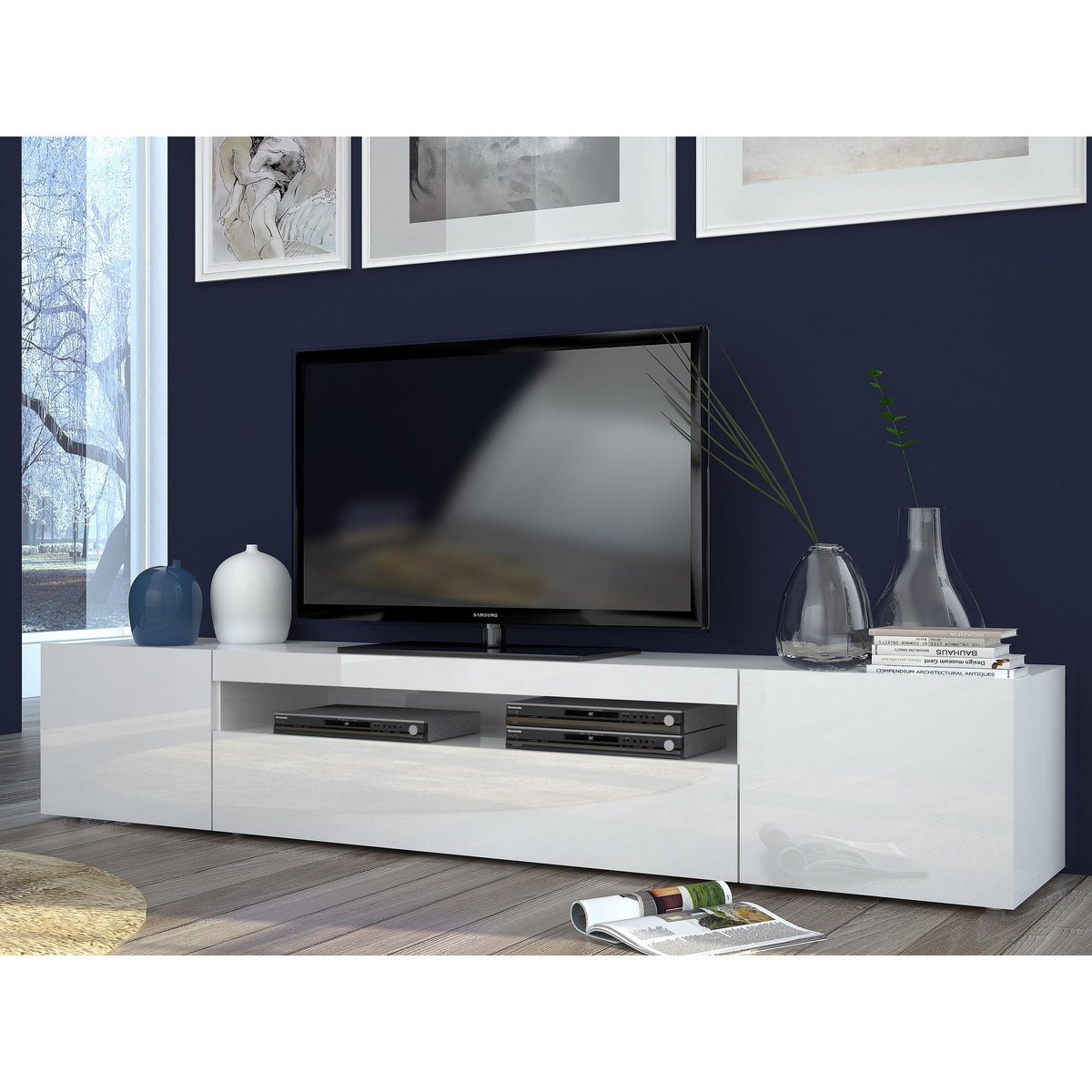 Meuble TV 3 portes 1 niche TECHNO L200cm