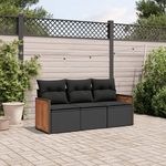 VIDAXL Salon de jardin 3 pcs avec coussins noir resine tressee