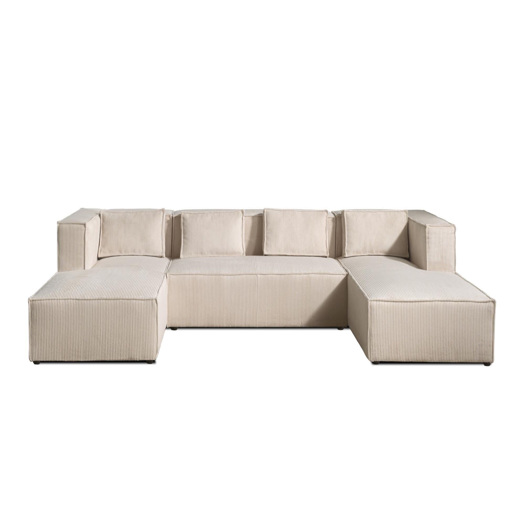 Voir la diapositive 1 : BEST MOBILIER Stella - canapé panoramique en u - 7 places - en velours côtelé