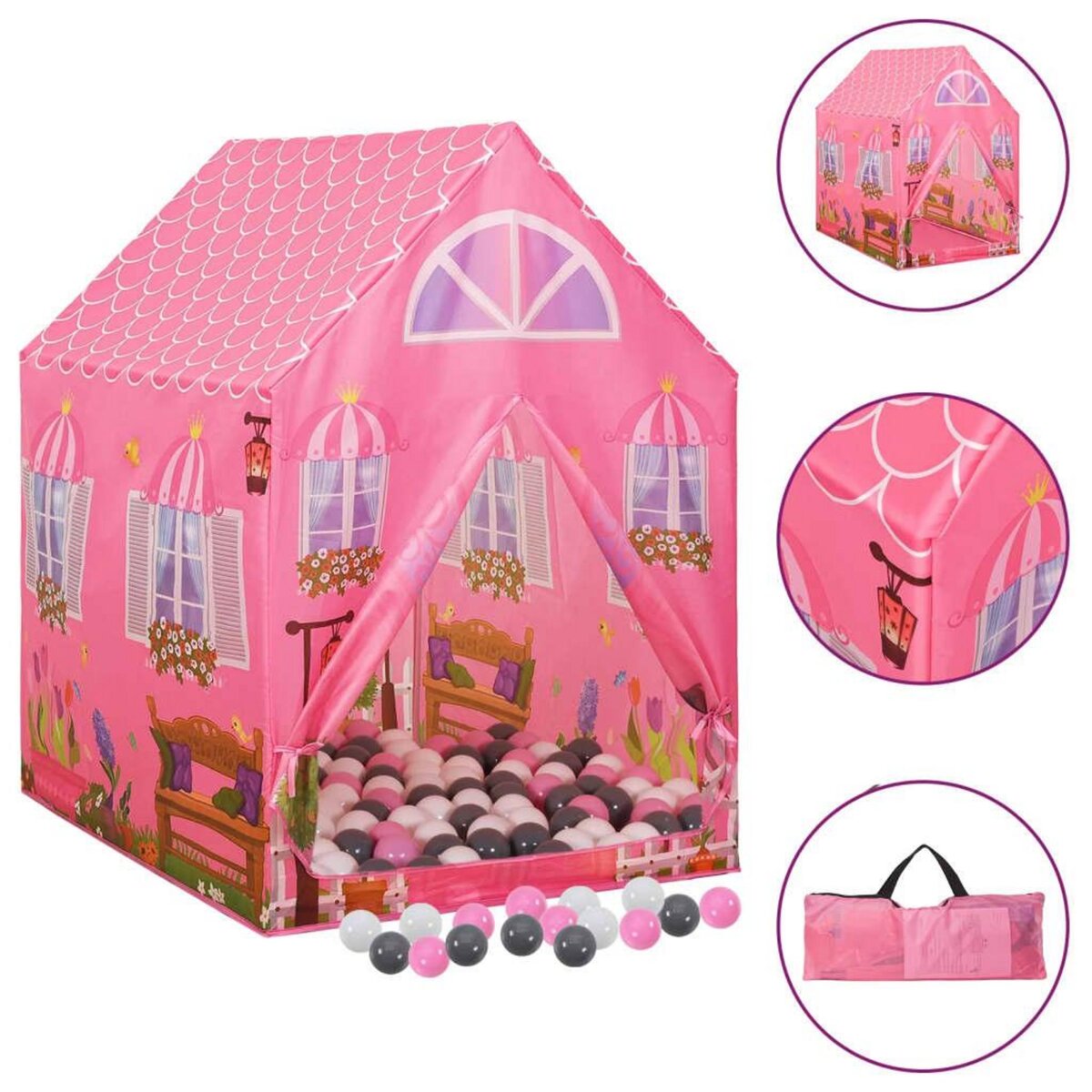 VIDAXL Tente de jeu pour enfants avec 250 balles Rose 69x94x104 cm