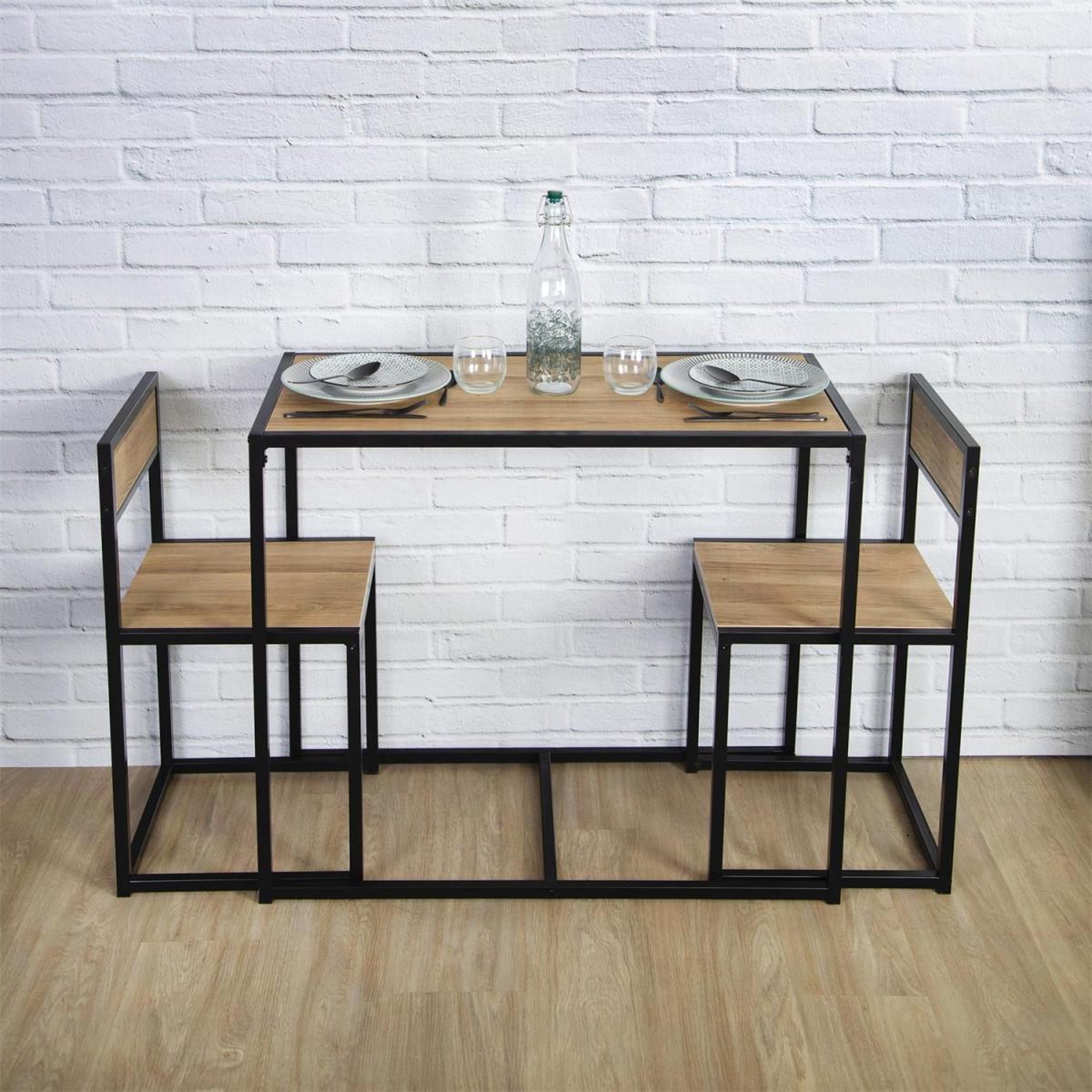 Voir la diapositive 5 : The Home Deco Factory Table de Repas & 2 Chaises  Otis  90cm Naturel