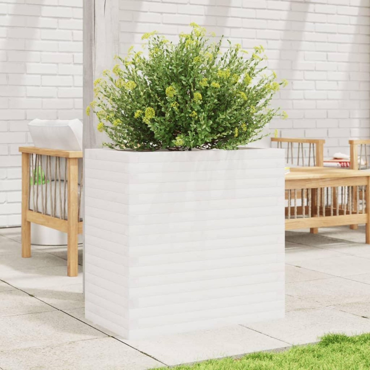 VIDAXL Jardiniere blanc 70x40x68,5 cm bois de pin massif