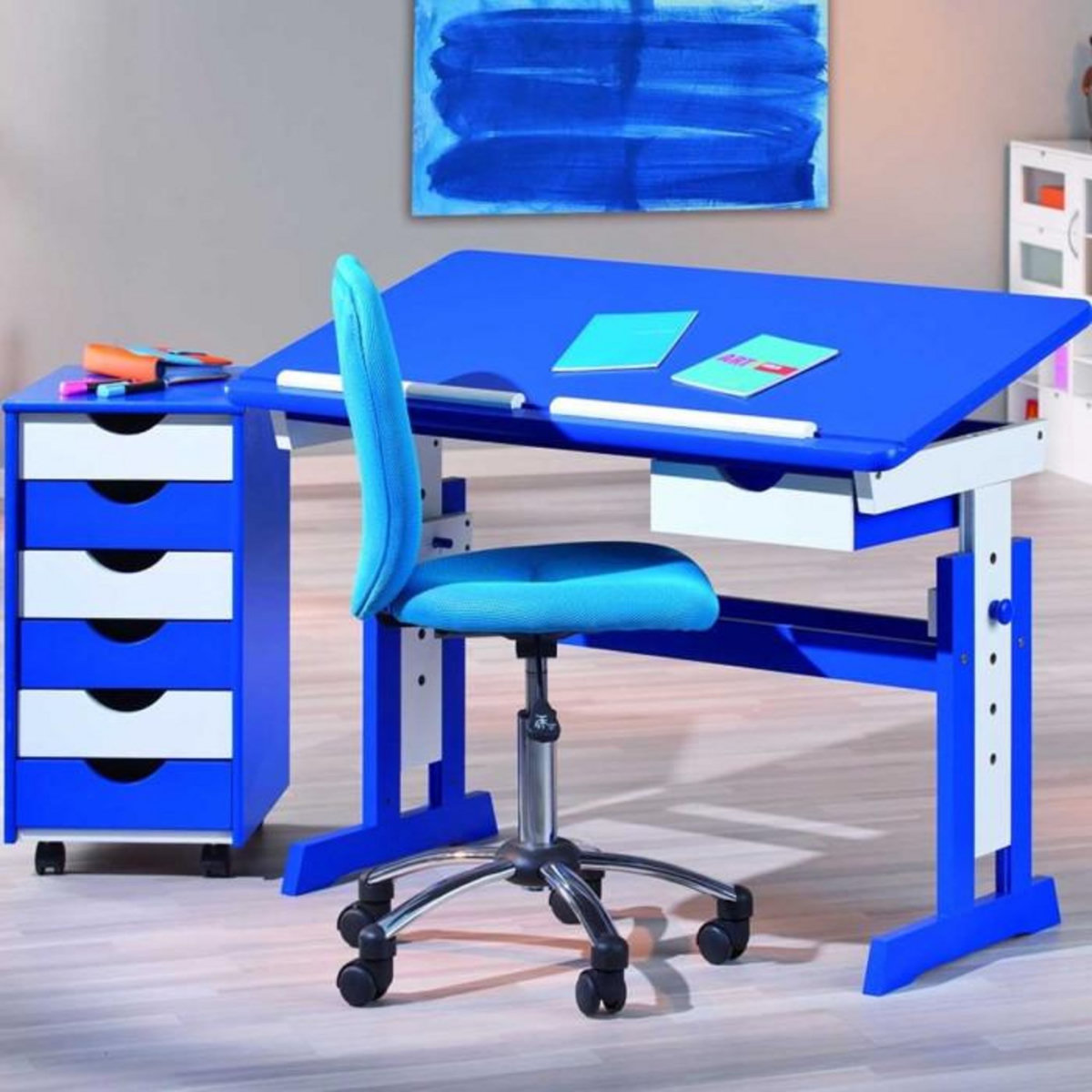 Paris Prix Bureau Enfant Pupitre Bois  Study  109cm Bleu