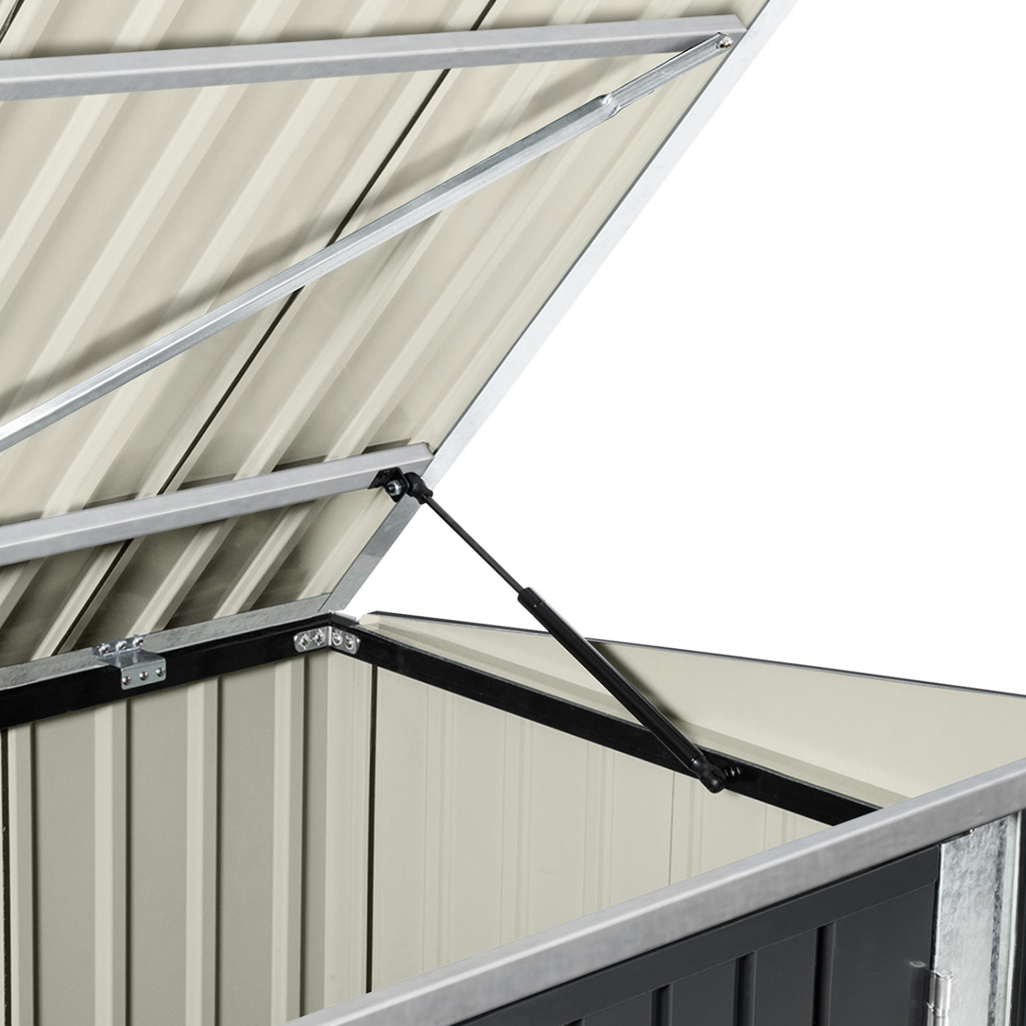 Voir la diapositive 6 : ID MARKET Abri de jardin en métal gris anthracite verrouillable multi-rangement pour stockage vélos, outils, poubelles