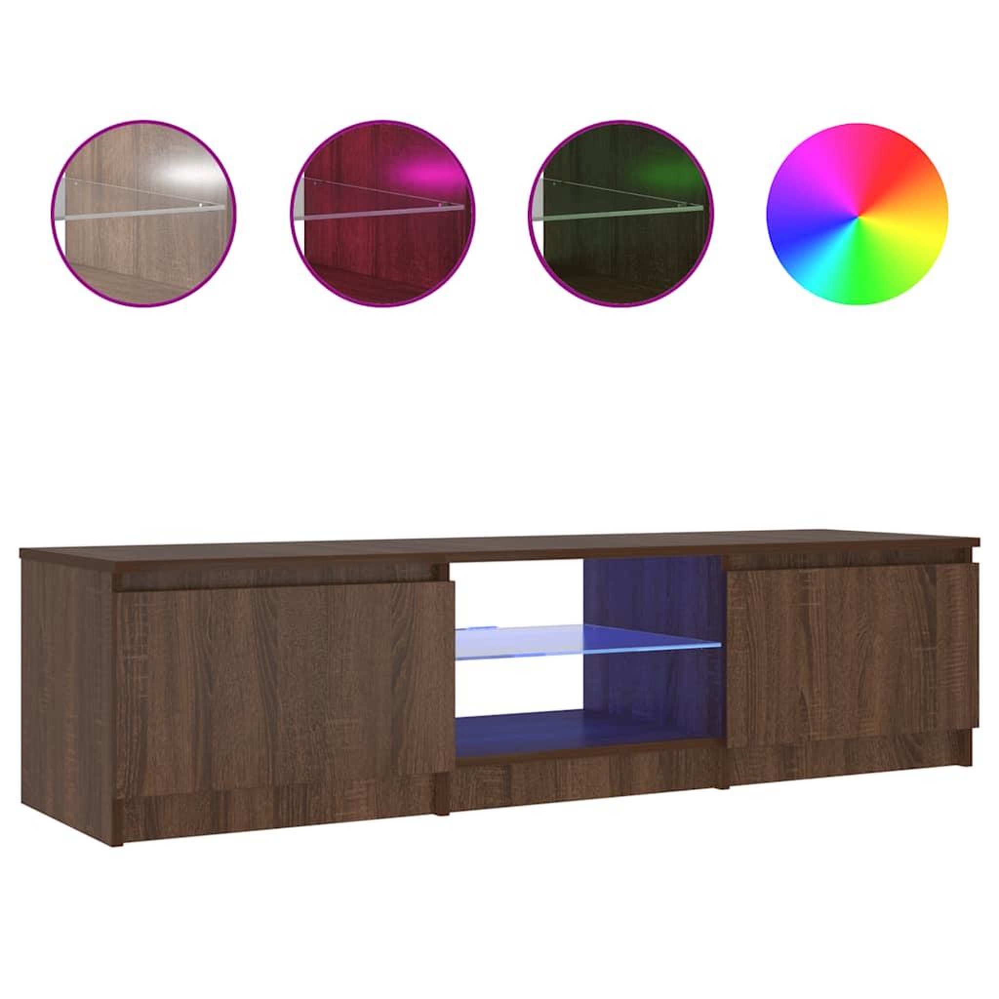 Voir la diapositive 2 : VIDAXL Meuble TV avec lumieres LED Chene marron 140x40x36 cm