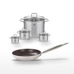 ELO Lot Poêle 24 cm avec revêtement céramique sans PFAS & 4 Faitouts 12/14/16/26 cm Elo Bistro Line Citrin